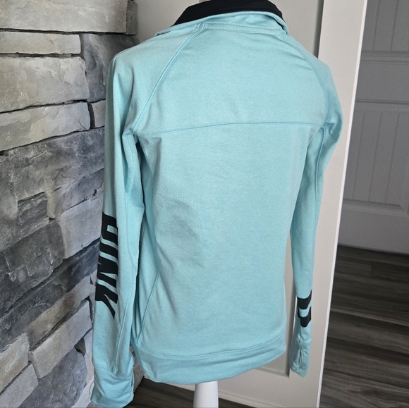 PINK Victoria's Secret Teal & Black Quarter-Zip Sweatshirt Size Medium - Picture 4 of 5